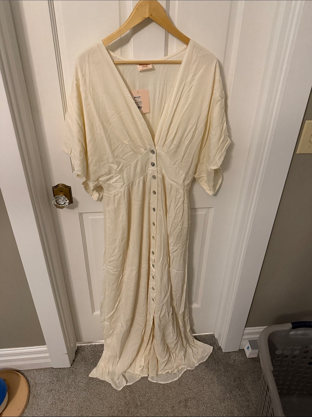 Showpo Cream Button-Front Maxi Dress - Women